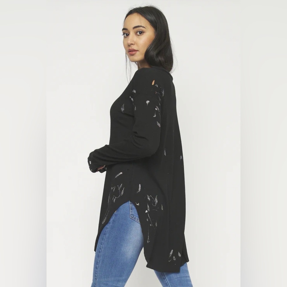 ⭐️FINAL PRICE Long Sleeve Destroyed Knit Top-Black